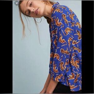 Anthropologie conversations 17 of 52 tie tiger shirt